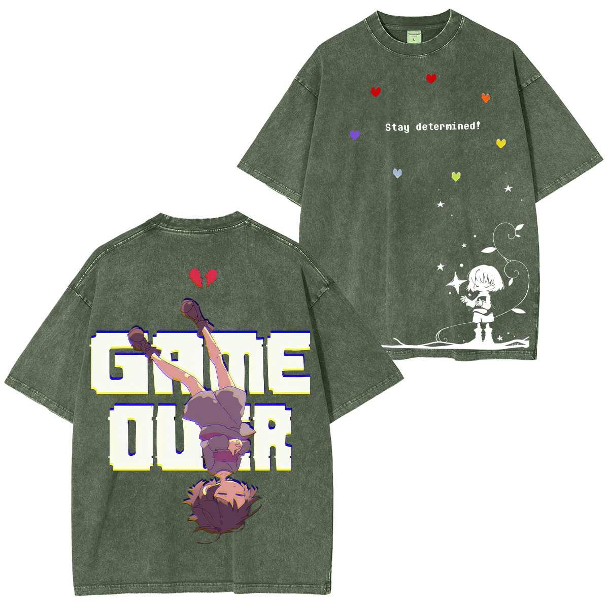 Undertale Frisk Printed Unisex Washed T-Shirt