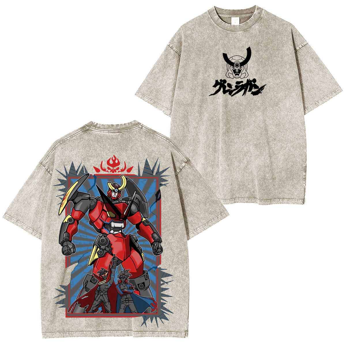 Tengen Toppa Gurren Lagann Printed Unisex Washed T-Shirt