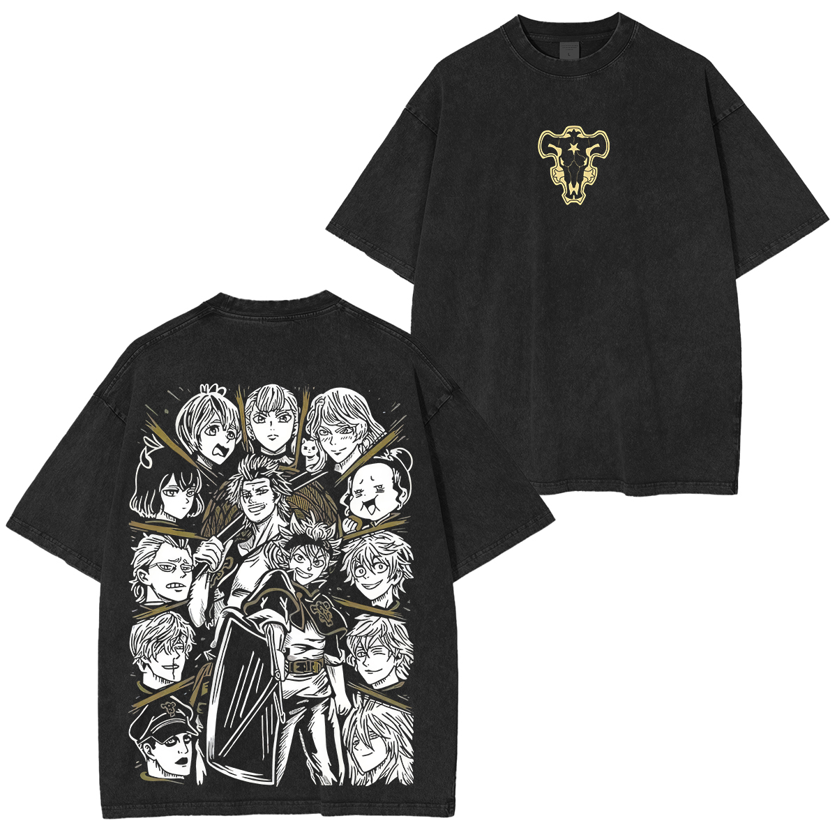 Black Clover Printed Unisex Washed T-Shirt