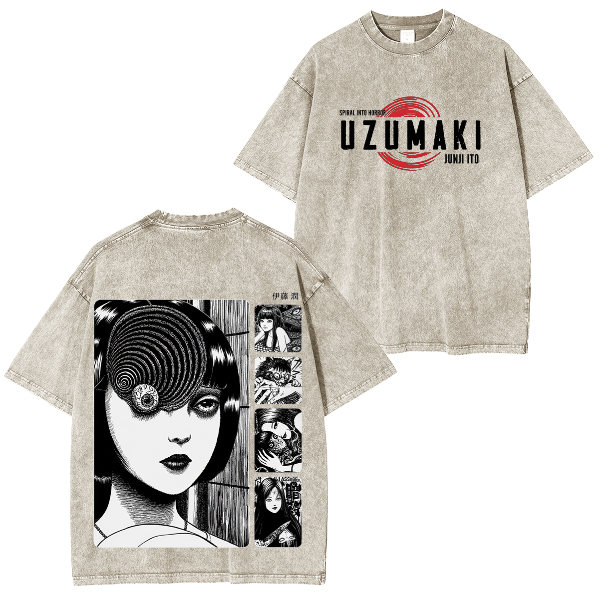 Uzumaki Printed Unisex Washed T-Shirt