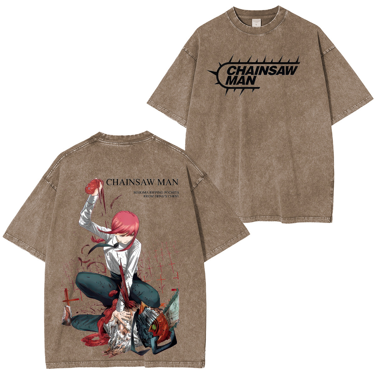 Chainsaw Man Makima & Denji Unisex Washed T-Shirt