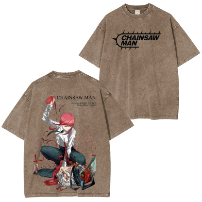 Chainsaw Man Makima & Denji Unisex Washed T-Shirt