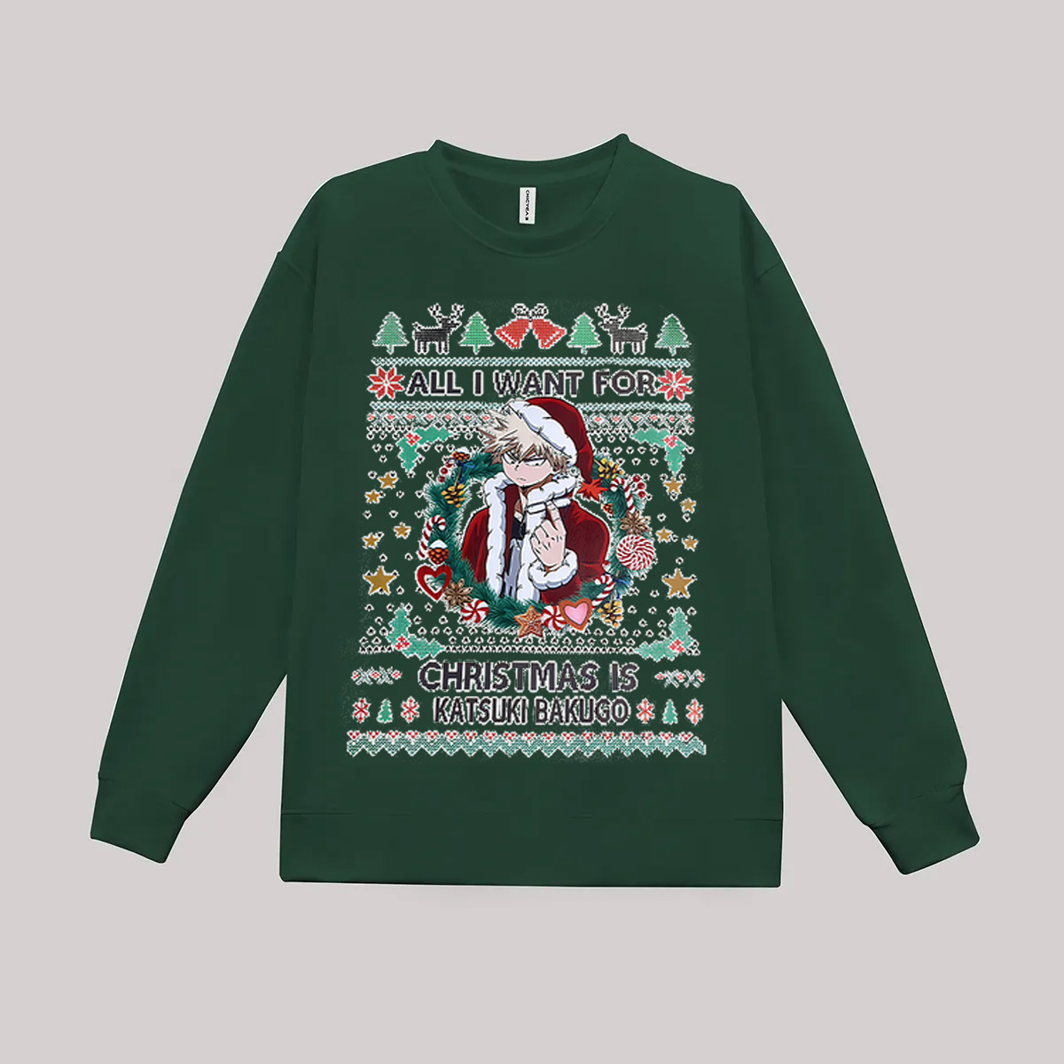 All I Want For Christmas Is Katsuki Bakugo Printed Fleece-lined Unisex Sweatshirt