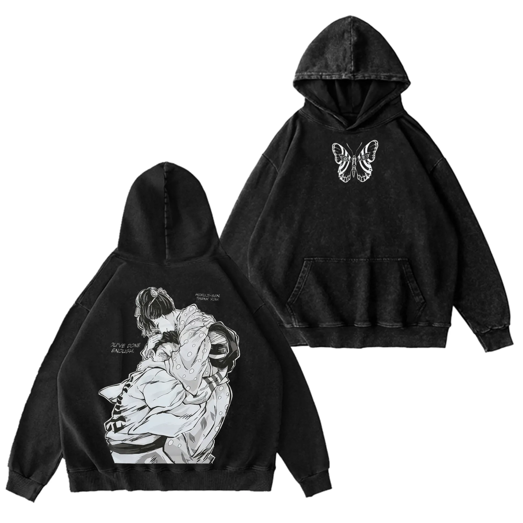 Demon Slayer Akaza & koyuki-Unisex Washed Men's Hoodie