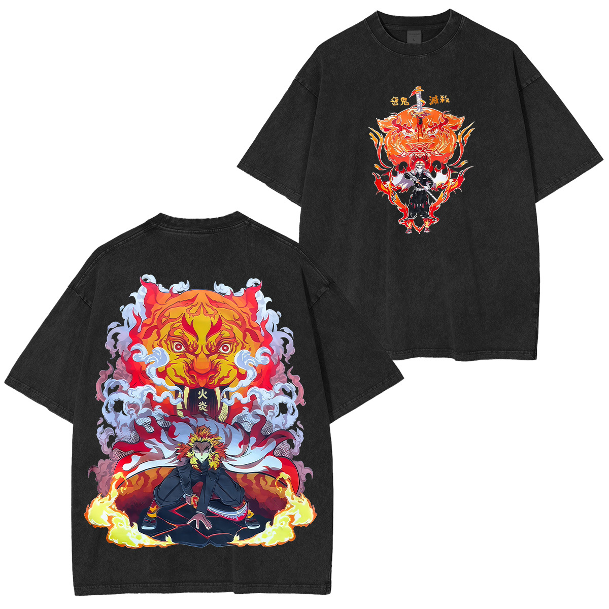 Demon Slayer Kyōjurō Rengoku Printed Unisex Washed T-Shirt