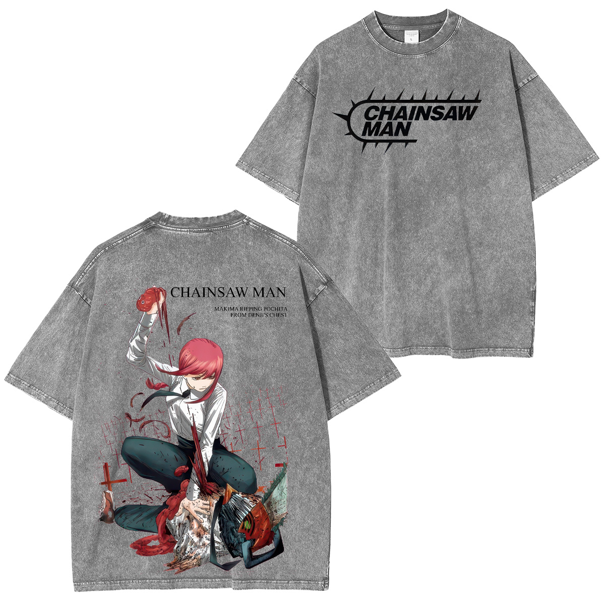 Chainsaw Man Makima & Denji Unisex Washed T-Shirt