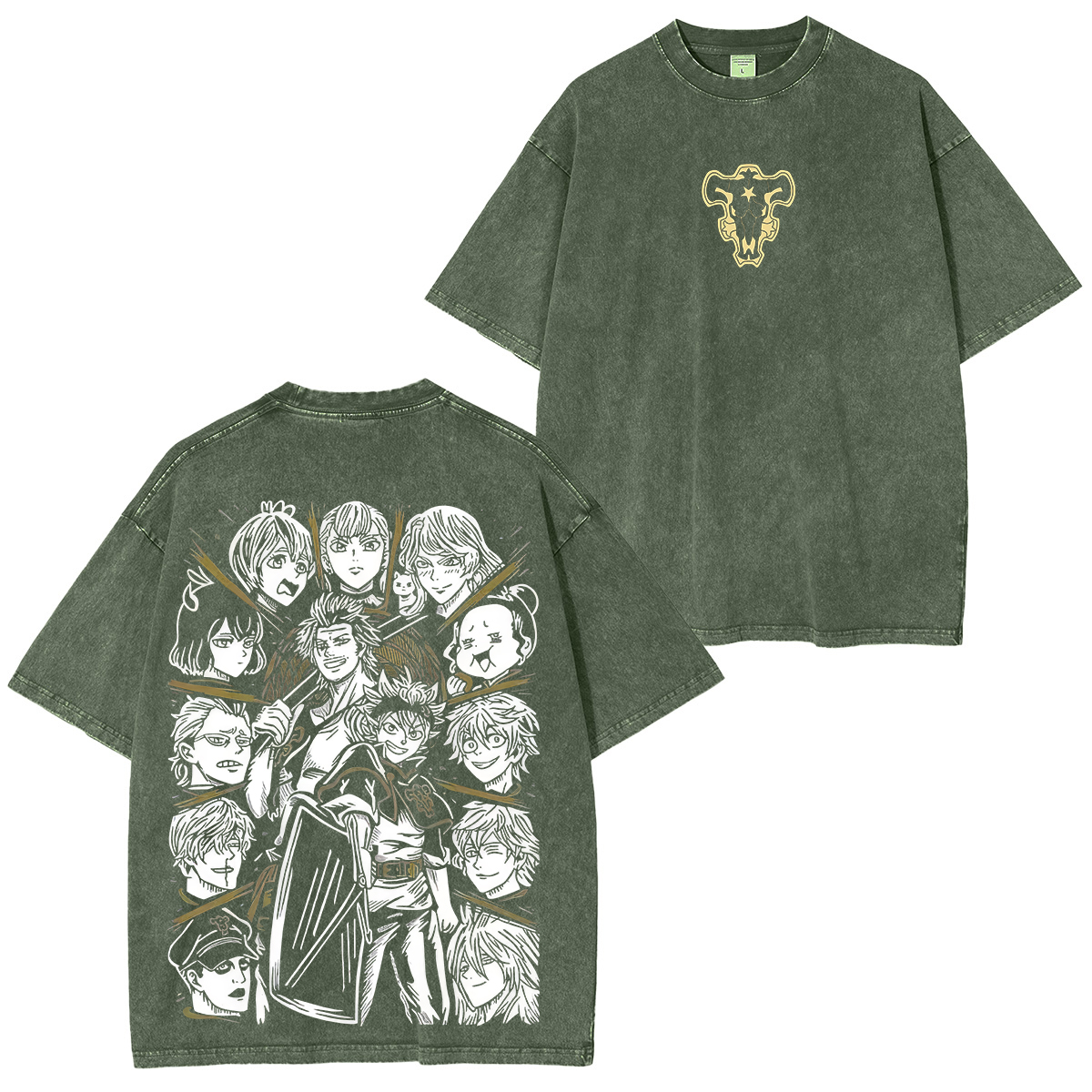 Black Clover Printed Unisex Washed T-Shirt