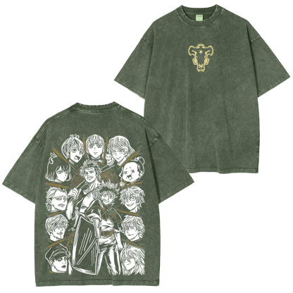 Black Clover Printed Unisex Washed T-Shirt