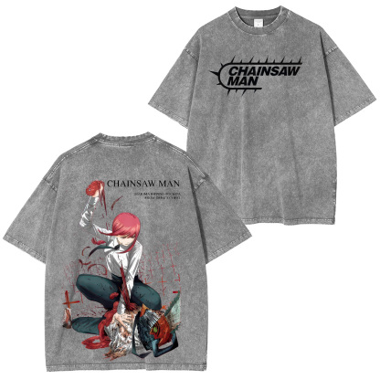 Chainsaw Man Makima & Denji Unisex Washed T-Shirt