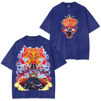 Demon Slayer Kyōjurō Rengoku Printed Unisex Washed T-Shirt