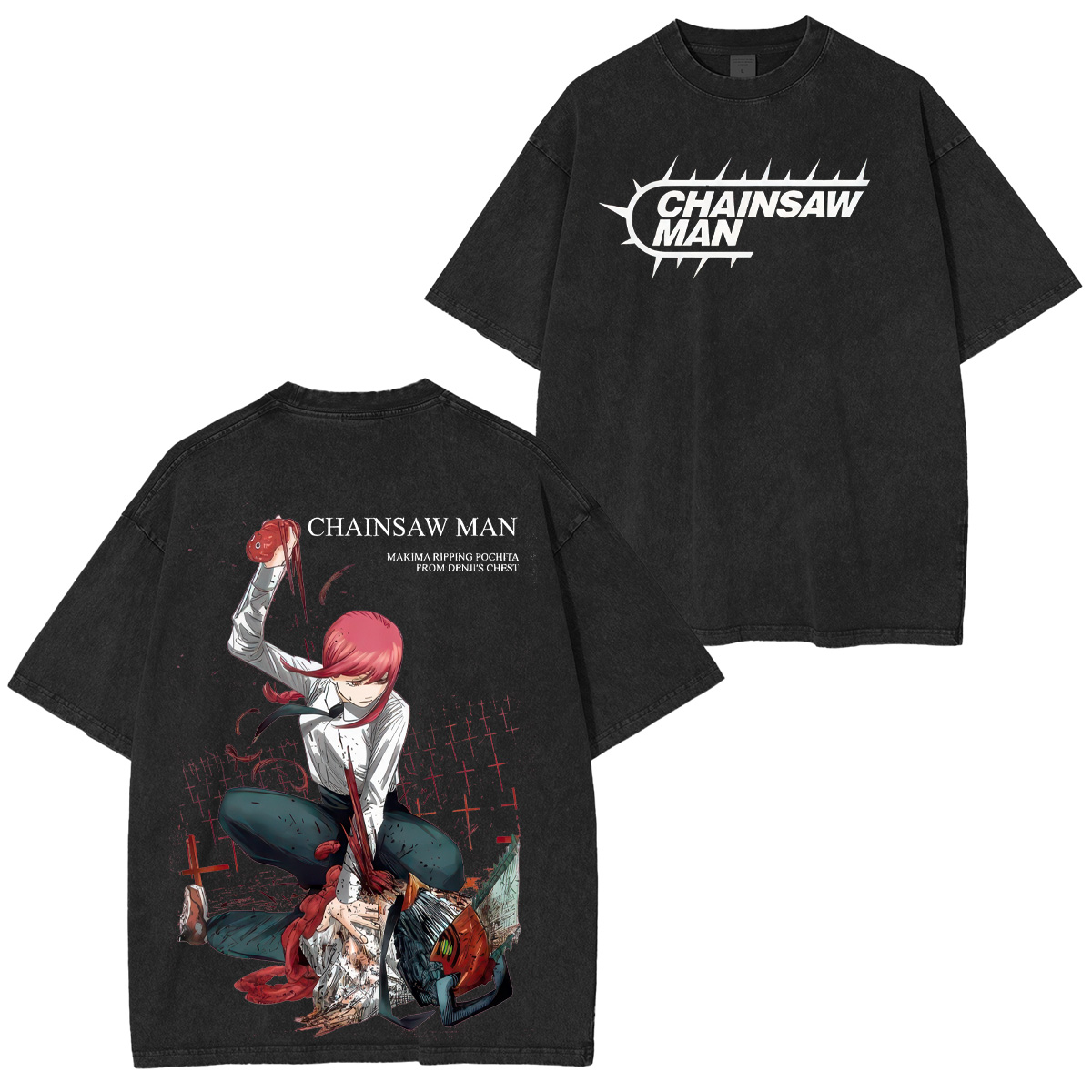 Chainsaw Man Makima & Denji Unisex Washed T-Shirt