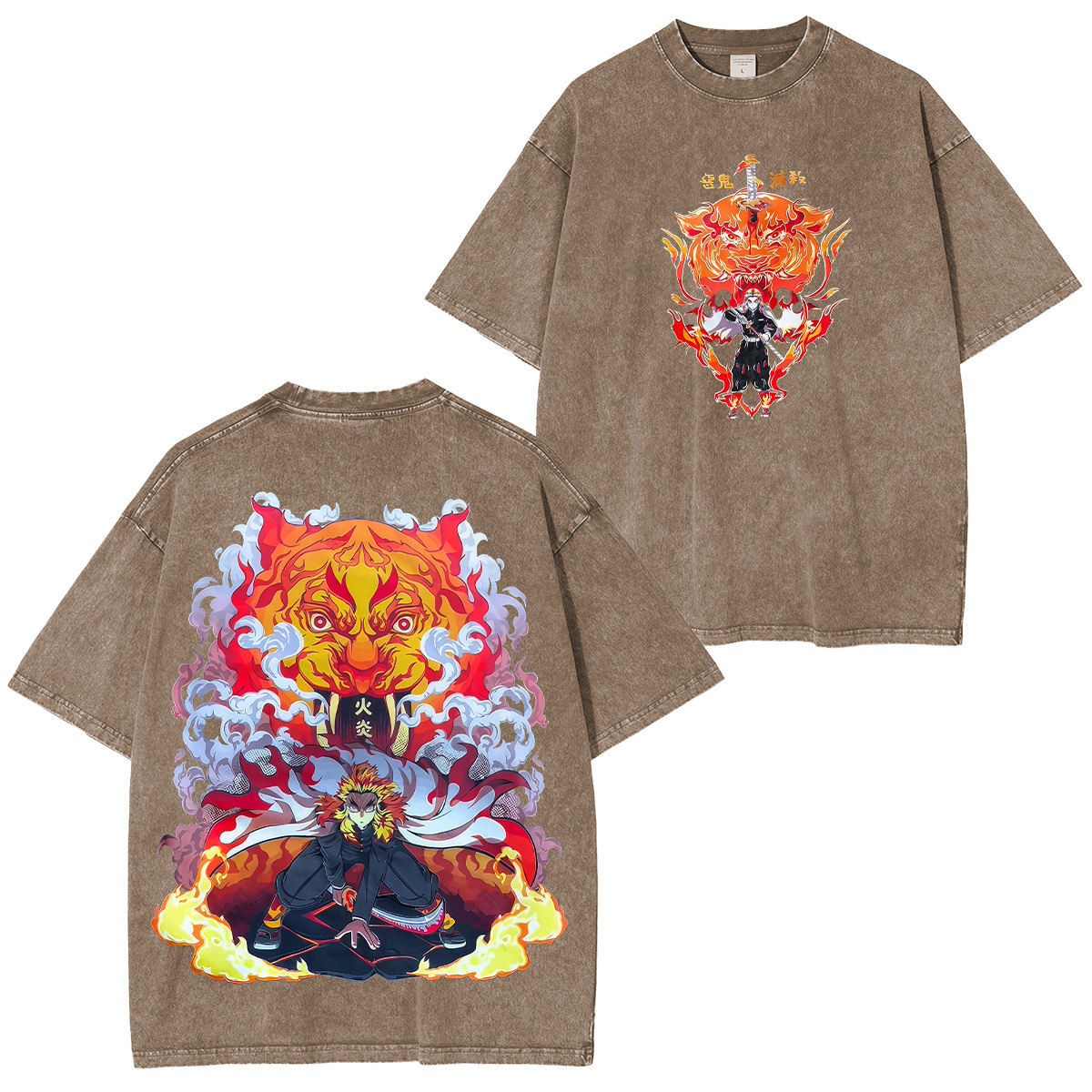 Demon Slayer Kyōjurō Rengoku Printed Unisex Washed T-Shirt