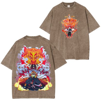 Demon Slayer Kyōjurō Rengoku Printed Unisex Washed T-Shirt