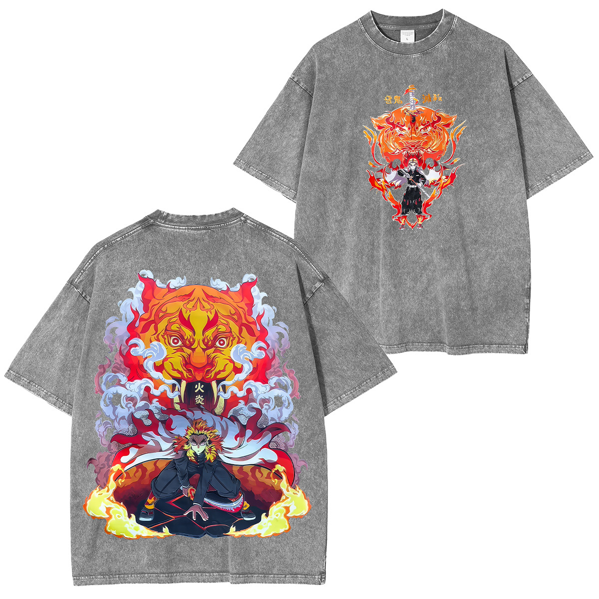 Demon Slayer Kyōjurō Rengoku Printed Unisex Washed T-Shirt