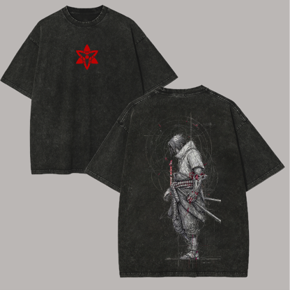 Naruto Sasuke Uchiha Printed Unisex Washed T-Shirt