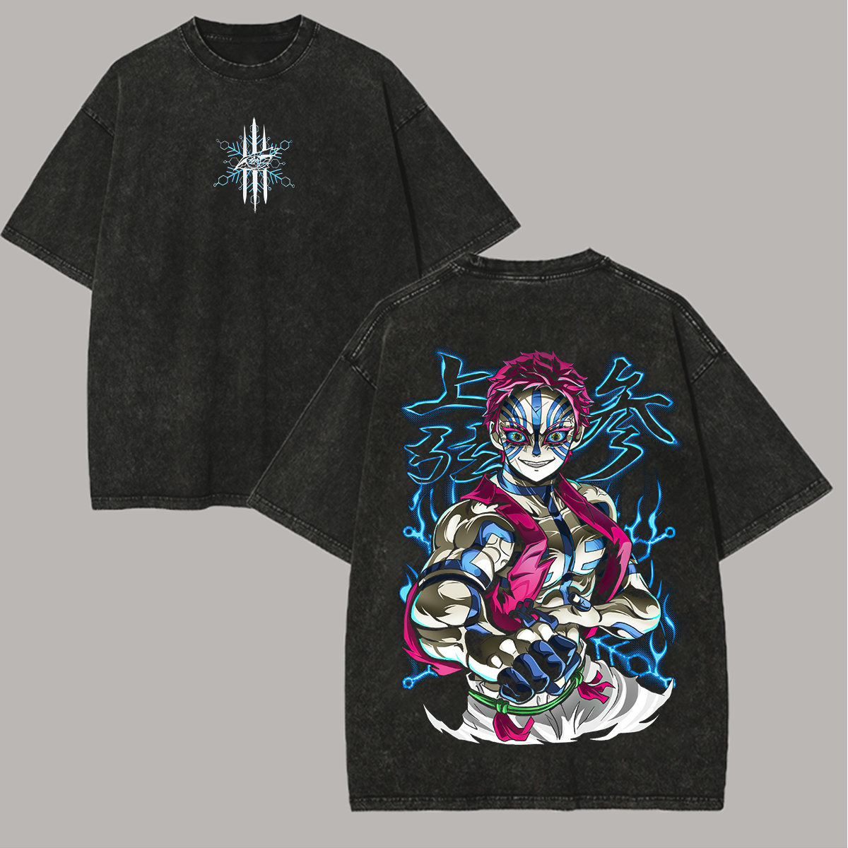 Demon Slayer Akaza Printed Unisex Washed T-Shirt