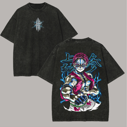 Demon Slayer Akaza Printed Unisex Washed T-Shirt