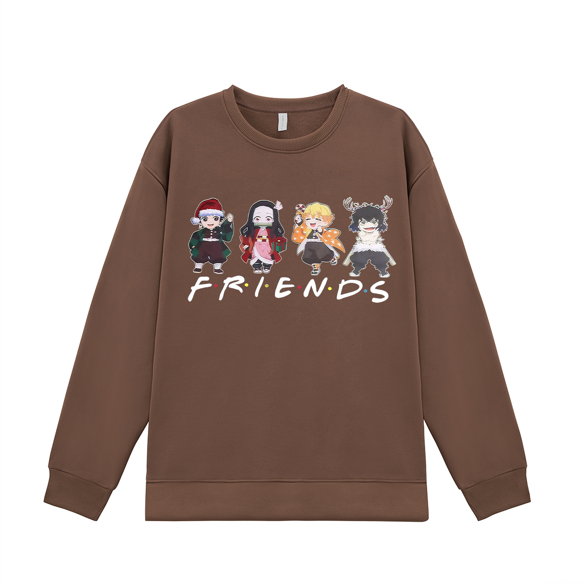 Demon Slayer Friends Printed Fleece-lined Unisex Sweatshirt