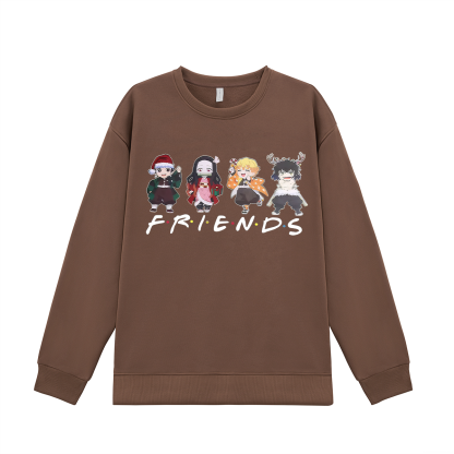 Demon Slayer Friends Printed Fleece-lined Unisex Sweatshirt