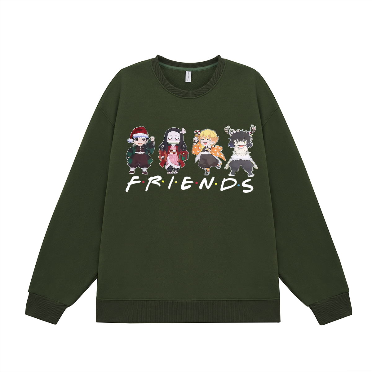 Demon Slayer Friends Printed Fleece-lined Unisex Sweatshirt