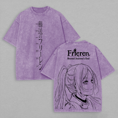 Frieren: Beyond Journey's End Printed Unisex Washed T-Shirt