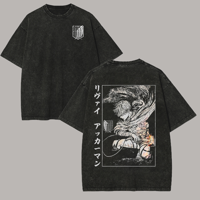 Levi Ackerman Printed Unisex Washed T-Shirt