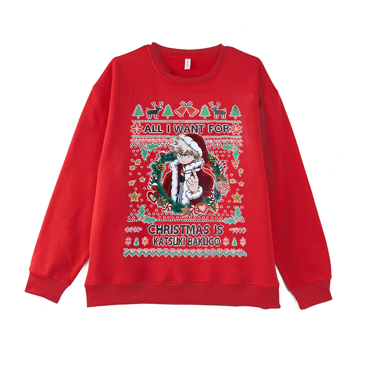 All I Want For Christmas Is Katsuki Bakugo Printed Fleece-lined Unisex Sweatshirt