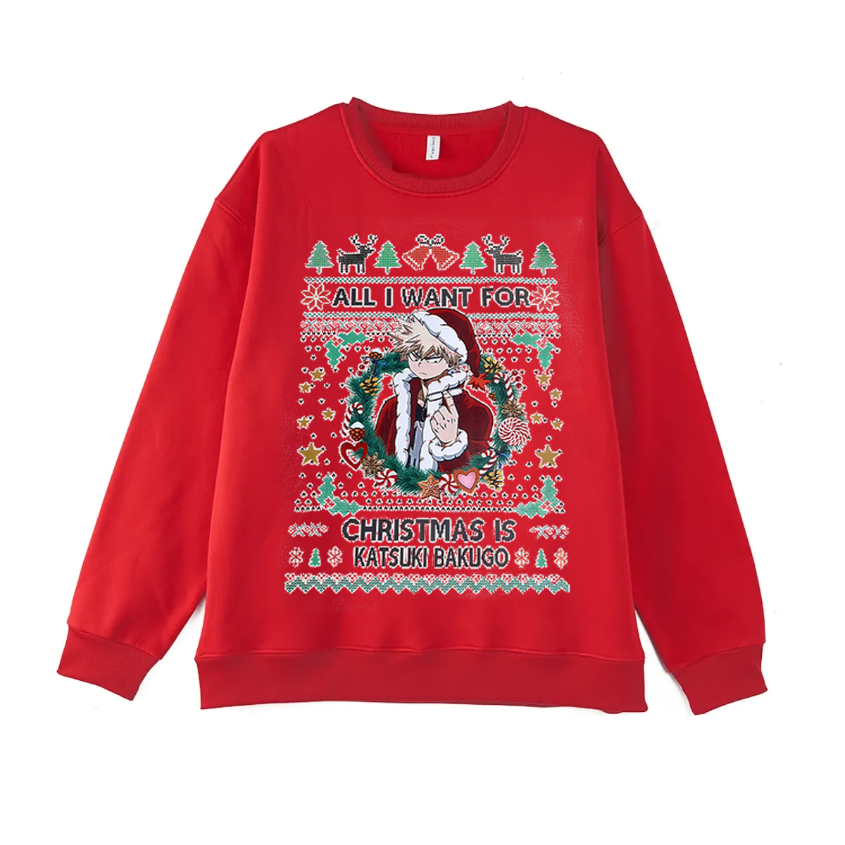 All I Want For Christmas Is Katsuki Bakugo Printed Fleece-lined Unisex Sweatshirt
