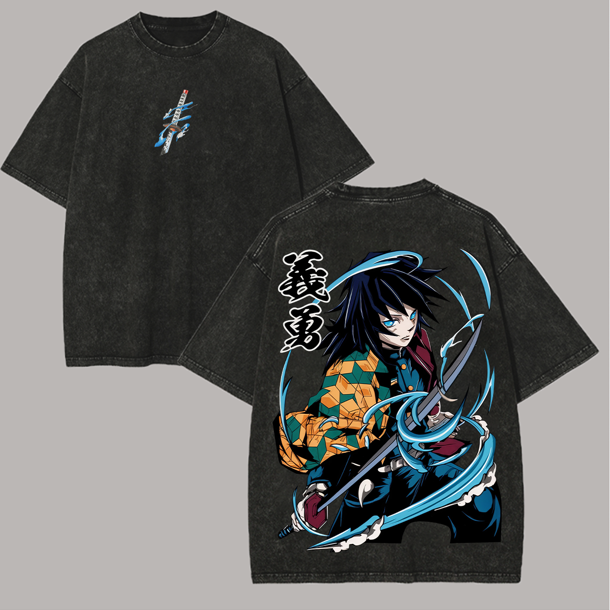 Demon Slayer Tomioka Giyuu Printed Unisex Washed T-Shirt
