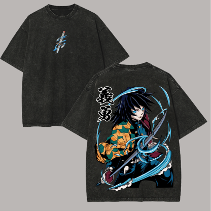 Demon Slayer Tomioka Giyuu Printed Unisex Washed T-Shirt