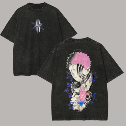 Demon Slayer Akaza And Koyuki Printed Unisex Washed T-Shirt