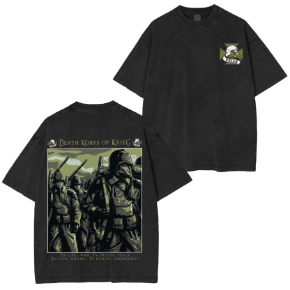 Warhammer 40k Death Korps of Krieg Printed Unisex Washed T-Shirt。