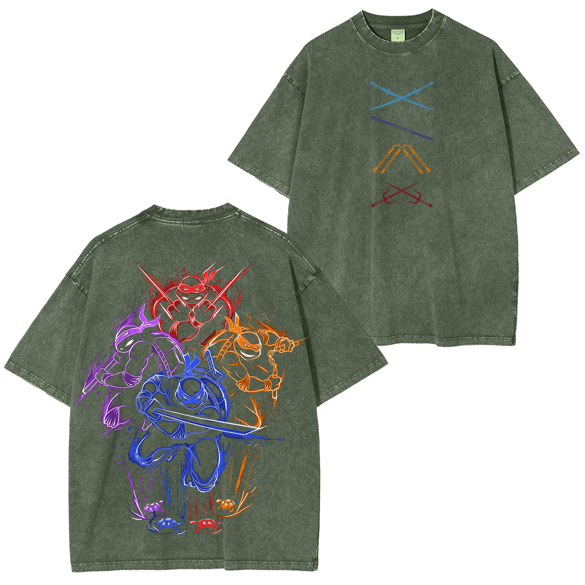 Teenage Mutant Ninja Turtles V2 Printed Unisex Washed T-Shirt