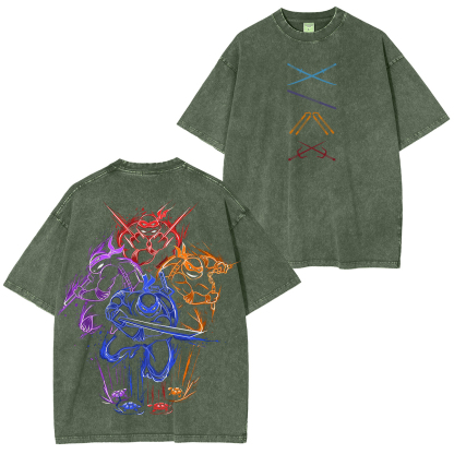 Teenage Mutant Ninja Turtles V2 Printed Unisex Washed T-Shirt