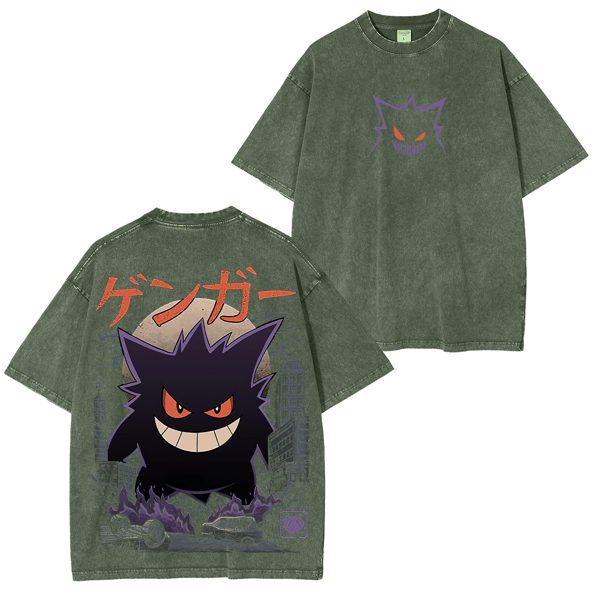 Pokémon Gengar Printed Unisex Washed T-Shirt