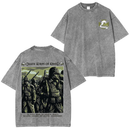 Warhammer 40k Death Korps of Krieg Printed Unisex Washed T-Shirt。