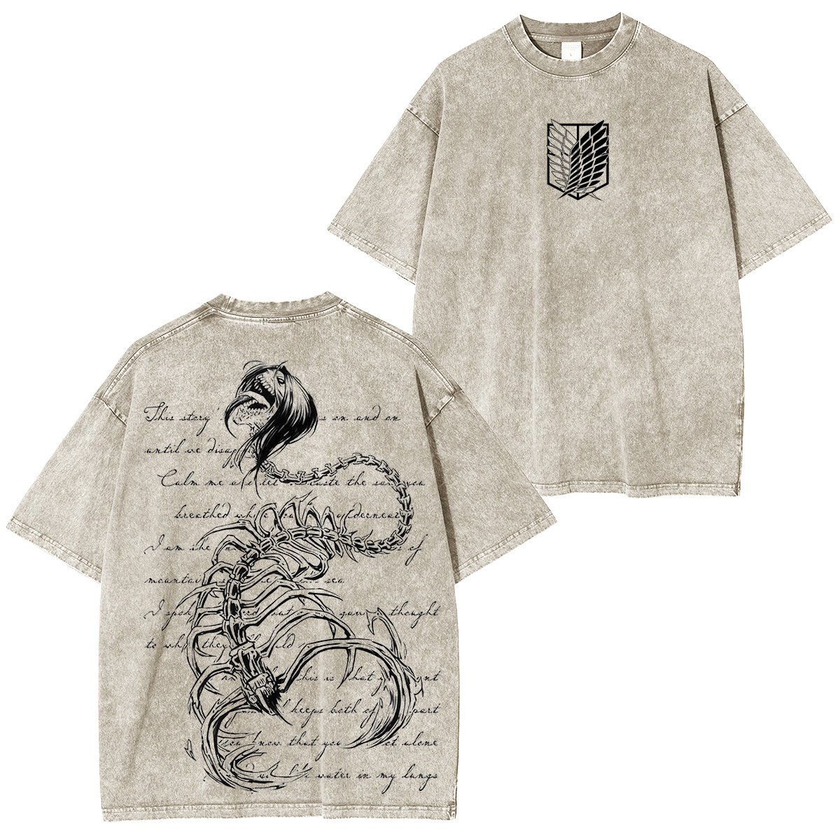 Attack on Titan Printed Unisex Washed T-Shirt