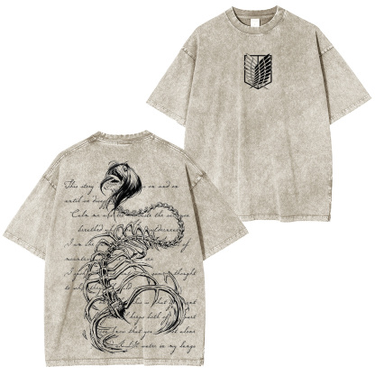 Attack on Titan Printed Unisex Washed T-Shirt