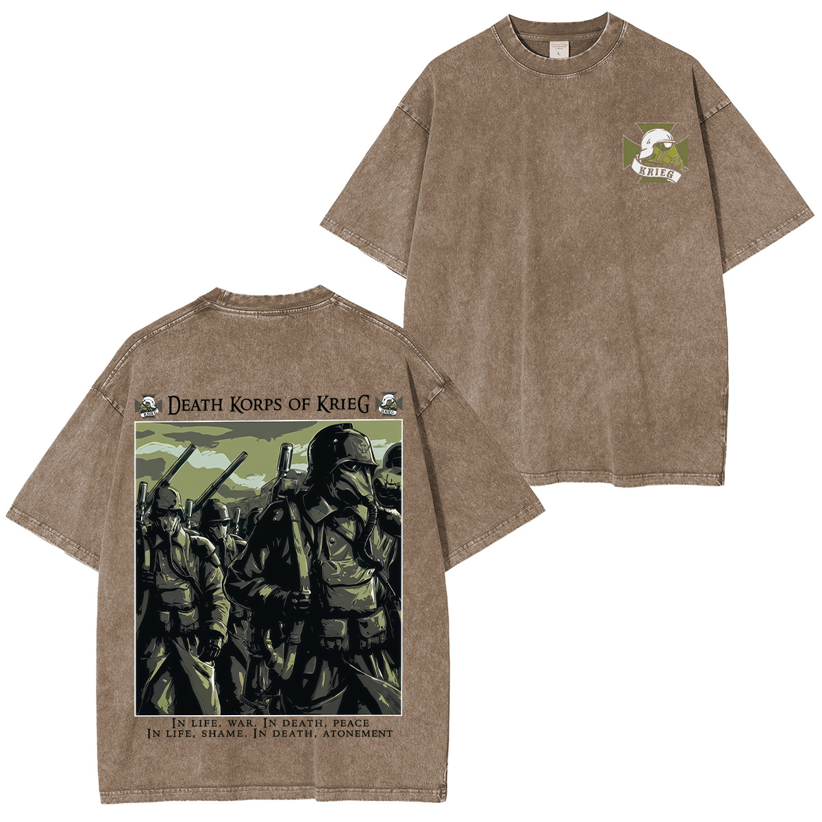 Warhammer 40k Death Korps of Krieg Printed Unisex Washed T-Shirt。