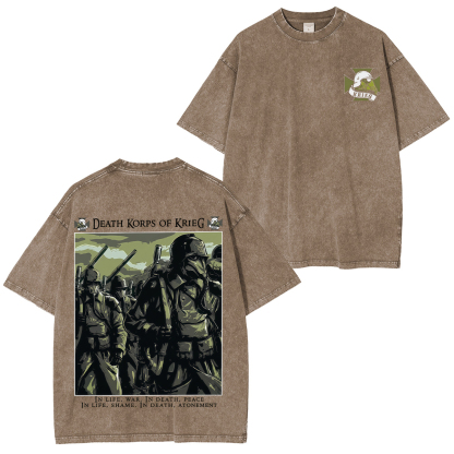 Warhammer 40k Death Korps of Krieg Printed Unisex Washed T-Shirt。