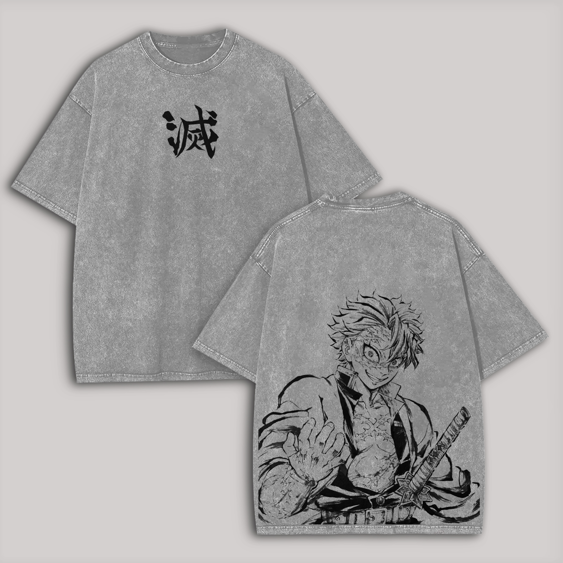 Demon Slayer Sanemi Shinazugawa Printed Unisex Washed T-Shirt