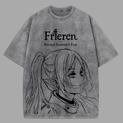 Frieren: Beyond Journey's End Printed Unisex Washed T-Shirt