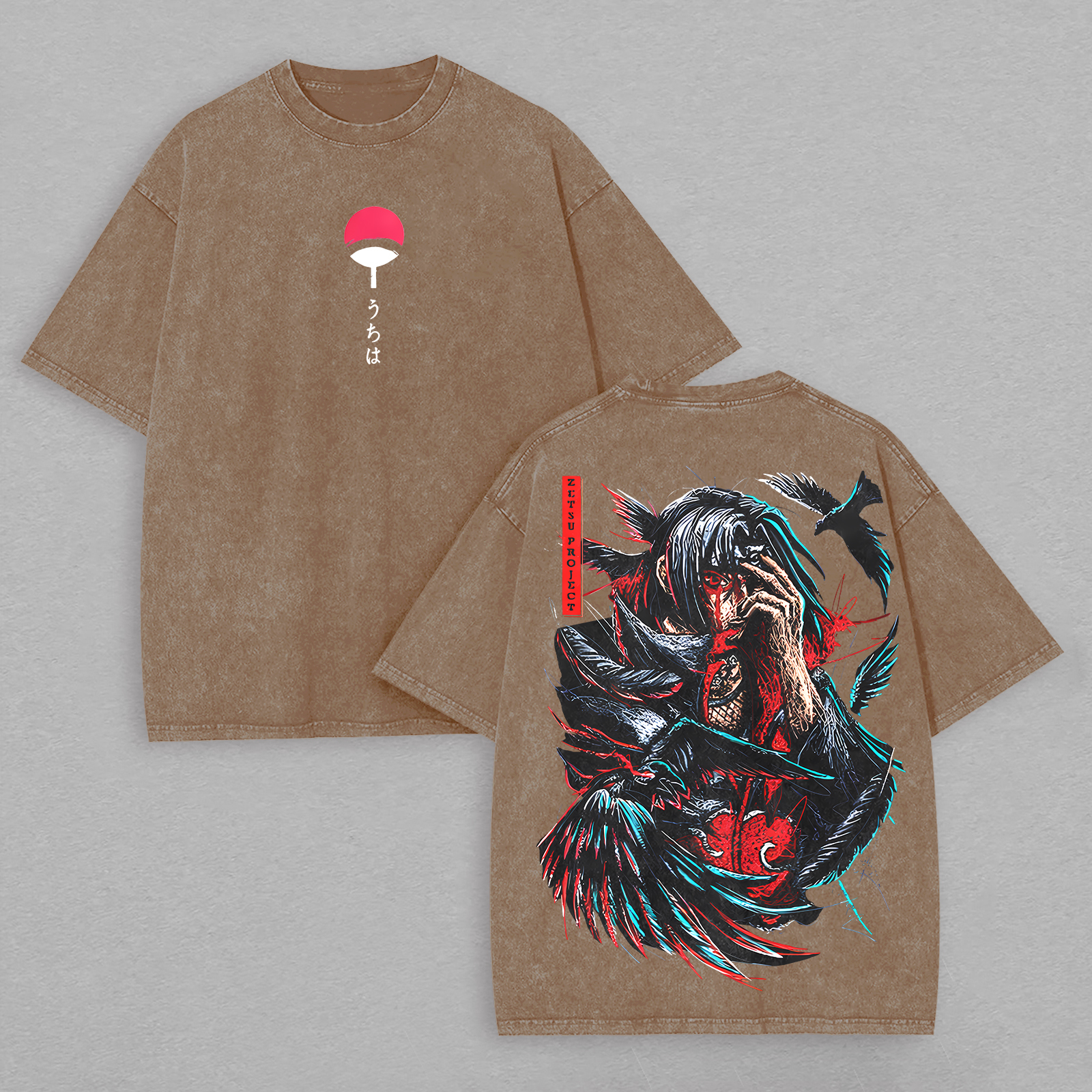 Uchiha Itachi Naruto Printed Unisex Washed T-Shirt
