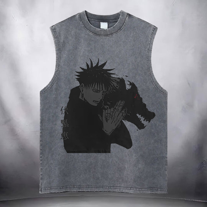 Jujutsu Kaisen Anime Printed Men's Washed Vest