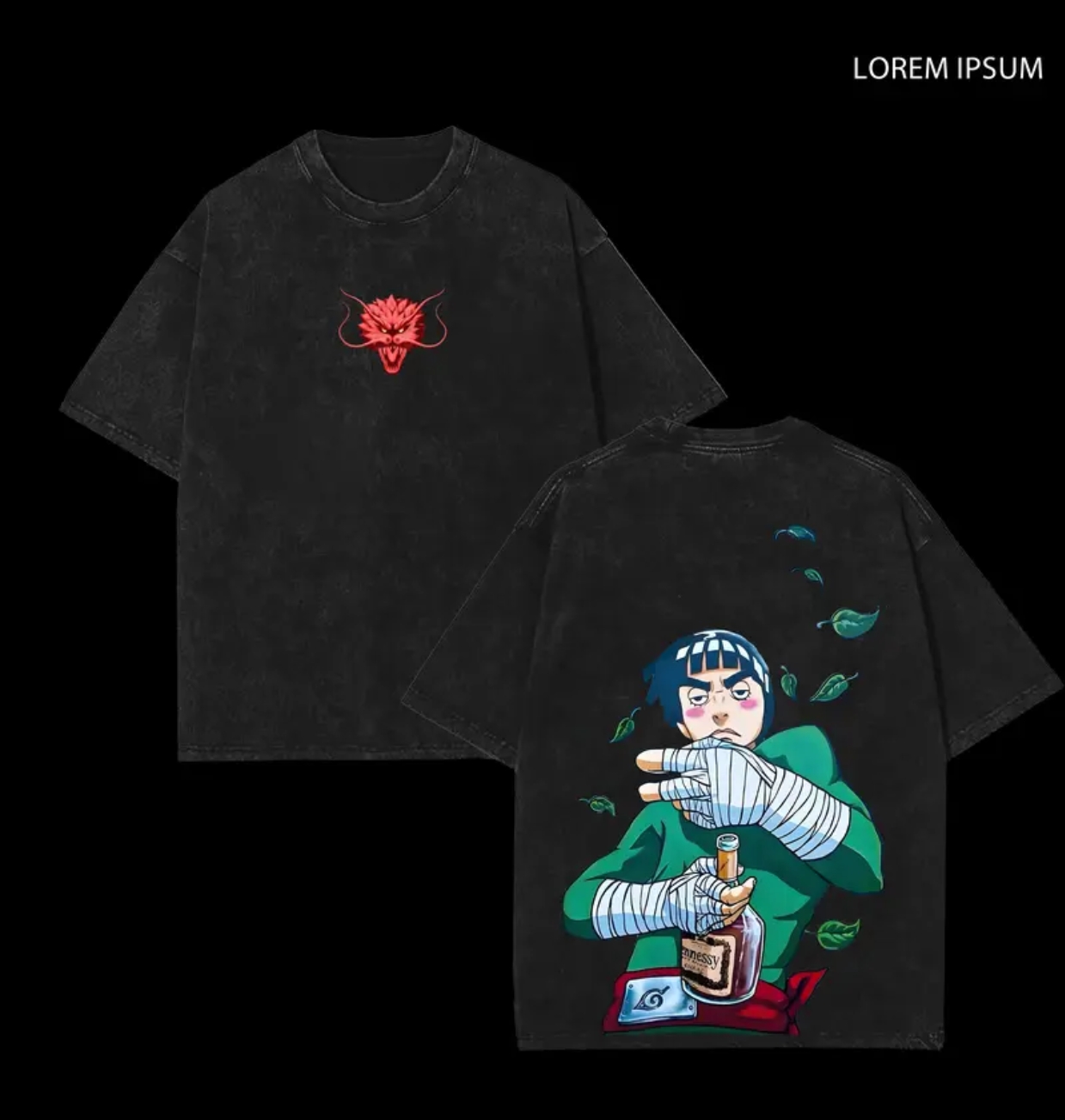 Rock Lee Printed Unisex Washed T-Shirt