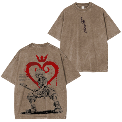 Kingdom Hearts Sora Printed Unisex Washed T-Shirt