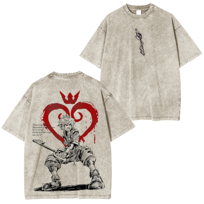 Kingdom Hearts Sora Printed Unisex Washed T-Shirt