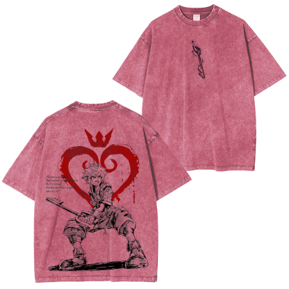Kingdom Hearts Sora Printed Unisex Washed T-Shirt