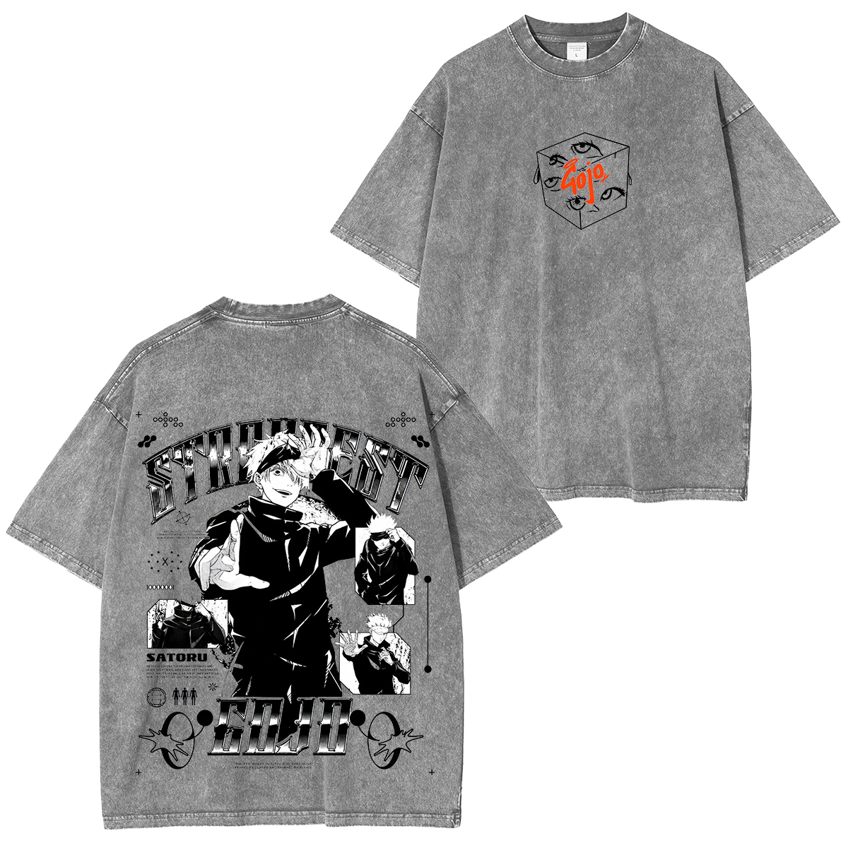 Jujutsu Kaisen Gojo Satoru Printed Unisex Washed T-Shirt
