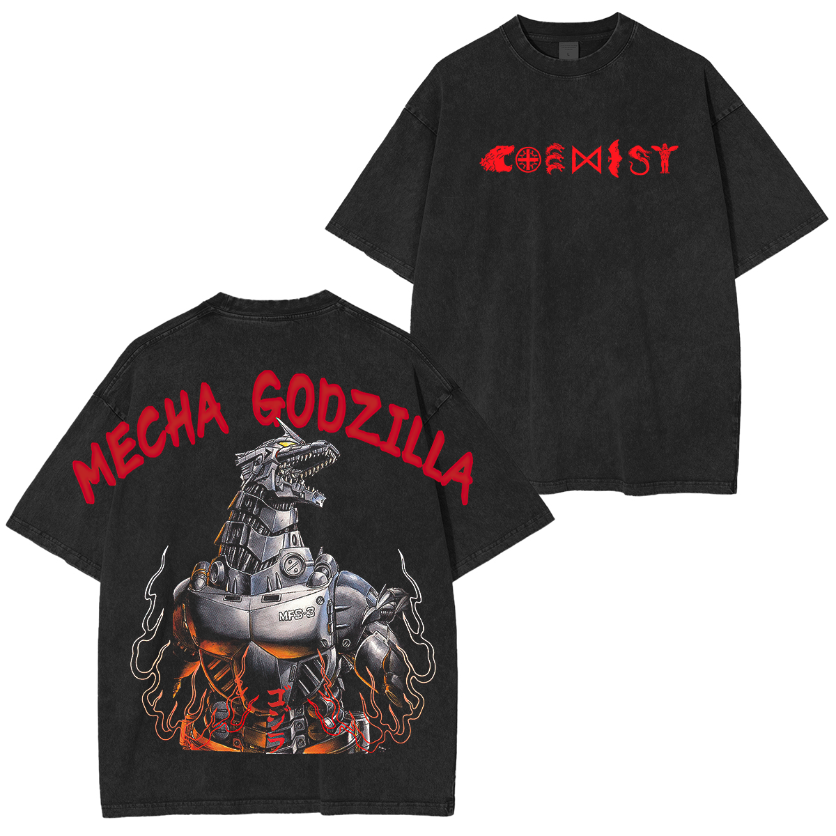 Mecha Godzilla Printed Unisex Washed T-Shirt